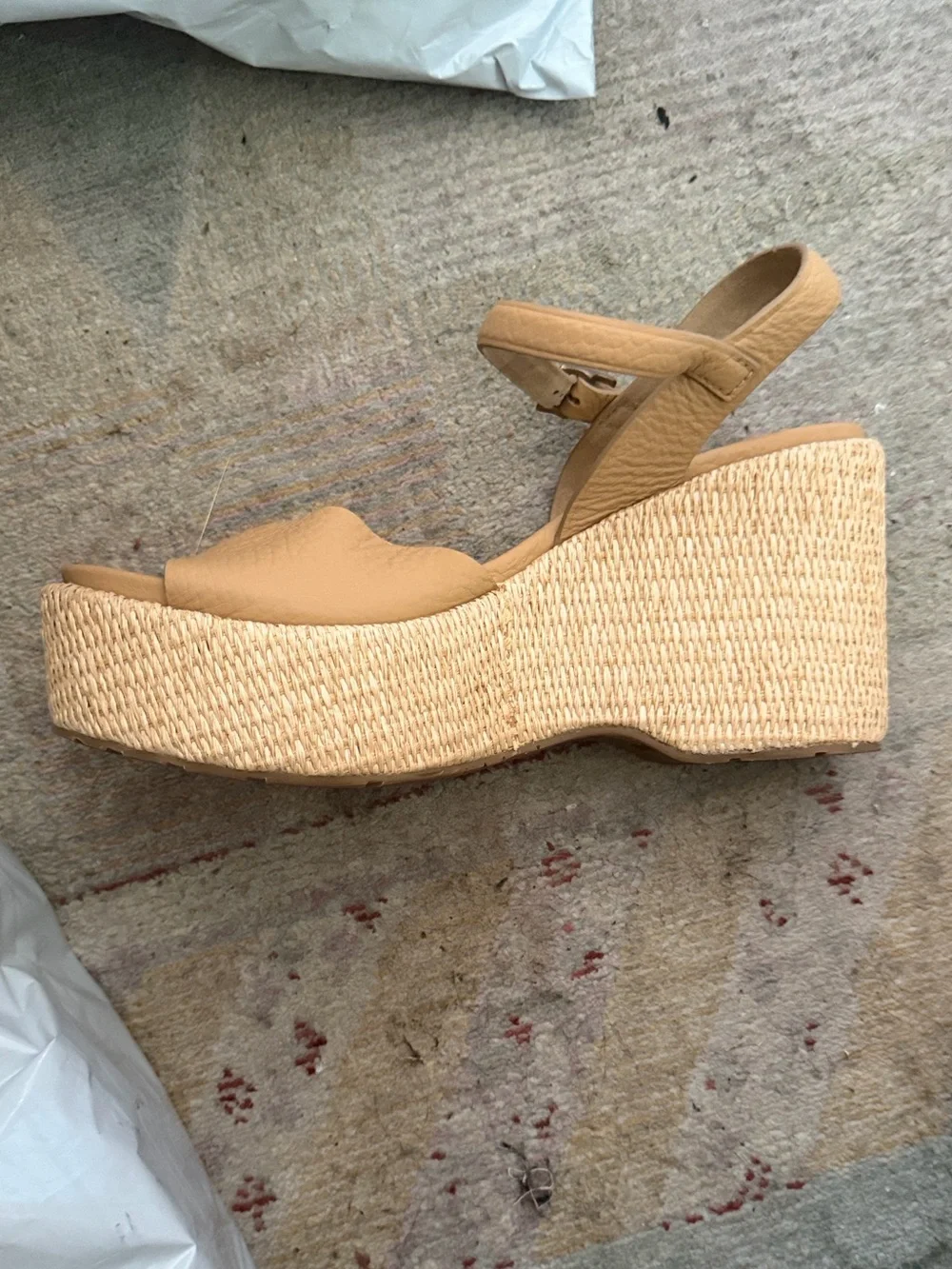Pedro Garcia Nereida Platform Wedge Espadrille in Camel Cervo Leather and Jute